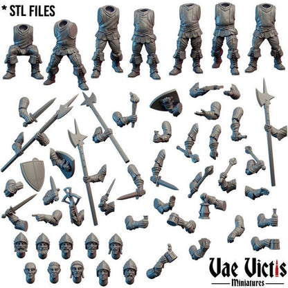 Modular Village Guard Miniatures, Bits and Weapon Conversions Fantasy by Vae Victis, perfect for Fantasy Wargames and Tabletop RPGs