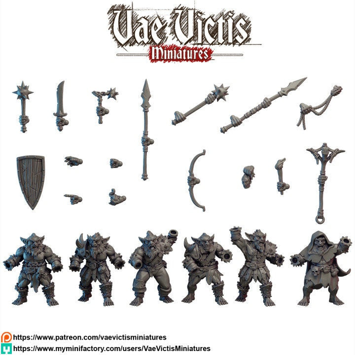 Modular Bugbear Warriors, Bits and Weapon Conversions Fantasy by Vae Victis, perfect for Fantasy Wargames and Tabletop RPGs