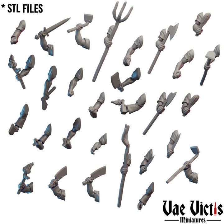 Modular Village Mob Miniatures, Bits and Weapon Conversions Fantasy by Vae Victis, perfect for Fantasy Wargames and Tabletop RPGs