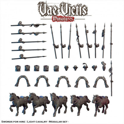 Modular Cavalry Pistolier Lancer Miniatures, Bits and Weapon Conversions by Vae Victis, perfect for Fantasy Wargames and Tabletop RPGs
