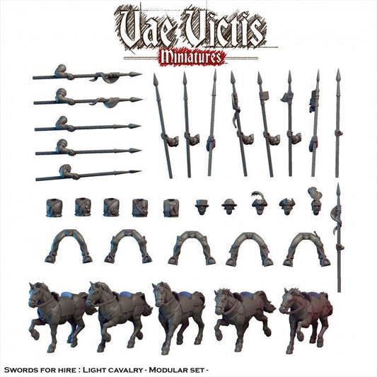 Modular Cavalry Pistolier Lancer Miniatures, Bits and Weapon Conversions by Vae Victis, perfect for Fantasy Wargames and Tabletop RPGs