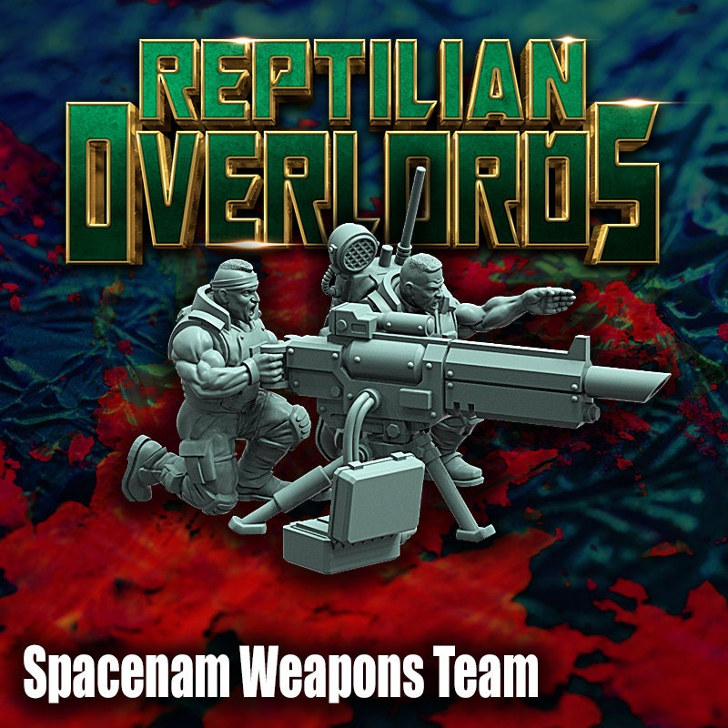Spacenam Heavy Weapons Team, Sci-Fi Wargames Miniatures by Reptilian Overlords, Space Guard Heavy Weapons Squad