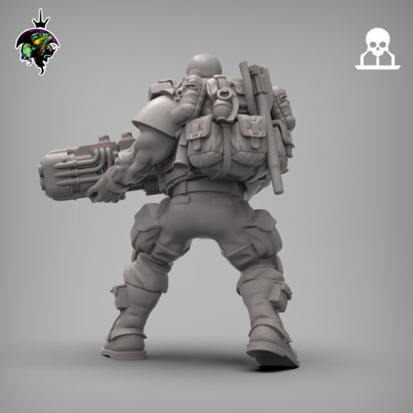 Spacenam Plasrifle Team, Sci-Fi Wargames Miniatures by Reptilian Overlords,  Space guard infantry regiment