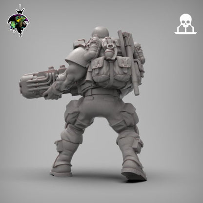 Spacenam Plasrifle Team, Sci-Fi Wargames Miniatures by Reptilian Overlords,  Space guard infantry regiment