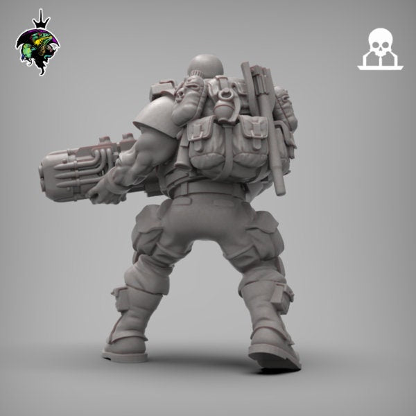 Spacenam Plasrifle Team, Sci-Fi Wargames Miniatures by Reptilian Overlords, Space guard infantry regiment