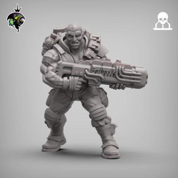 Spacenam Plasrifle Team, Sci-Fi Wargames Miniatures by Reptilian Overlords, Space guard infantry regiment