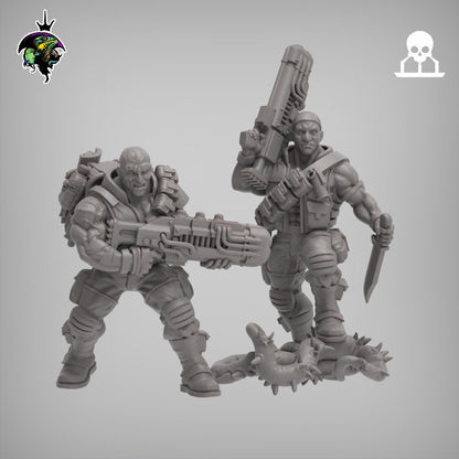 Spacenam Plasrifle Team, Sci-Fi Wargames Miniatures by Reptilian Overlords, Space guard infantry regiment