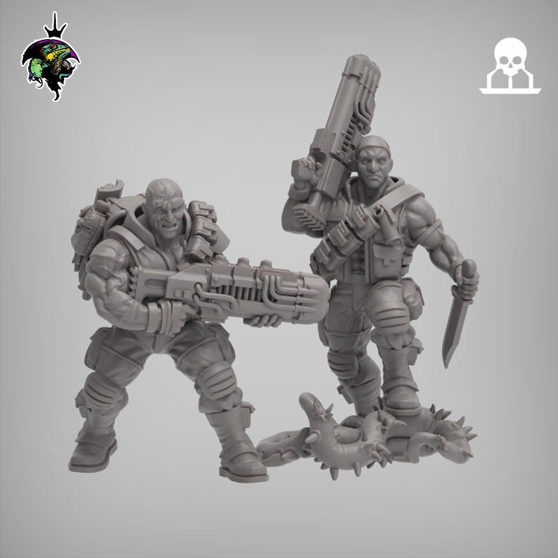 Spacenam Plasrifle Team, Sci-Fi Wargames Miniatures by Reptilian Overlords,  Space guard infantry regiment
