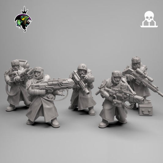 Spacenaz Specials Team , Valhalla Ice Warriors Specialist Gunners Sci-Fi Wargames Miniatures by Reptilian Overlords