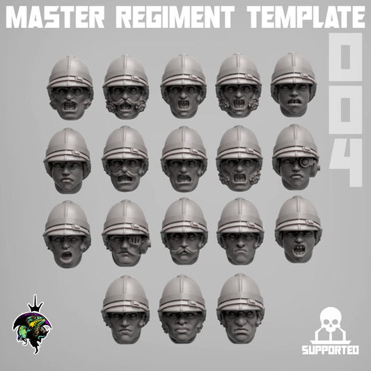 Master Regiment Head set, Modular Miniatures by Reptilian Overlords, Praetorian Conversion Bits for Sci-Fi games