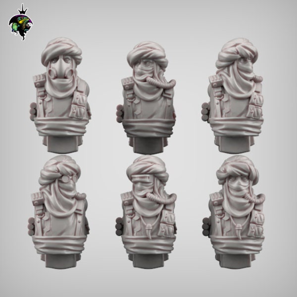 Desert Reavers Torso set, Modular Sci-Fi Guardsmen Miniatures by Reptilian Overlords, Desert Raiders Conversion Bits for Sci-Fi Wargames