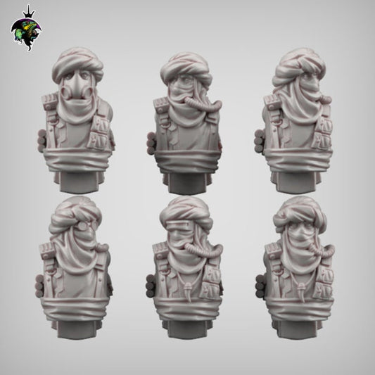 Desert Reavers Torso set, Modular Sci-Fi Guardsmen Miniatures by Reptilian Overlords, Desert Raiders Conversion Bits for Sci-Fi Wargames