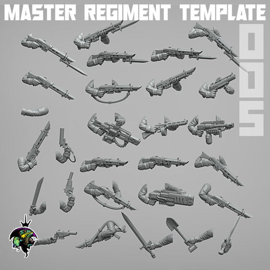 Master Regiment Template Weapons set, Modular Sci-Fi Guardsmen Miniatures by Reptilian Overlords,  Bits for Sci-Fi Wargames, Conversion bits