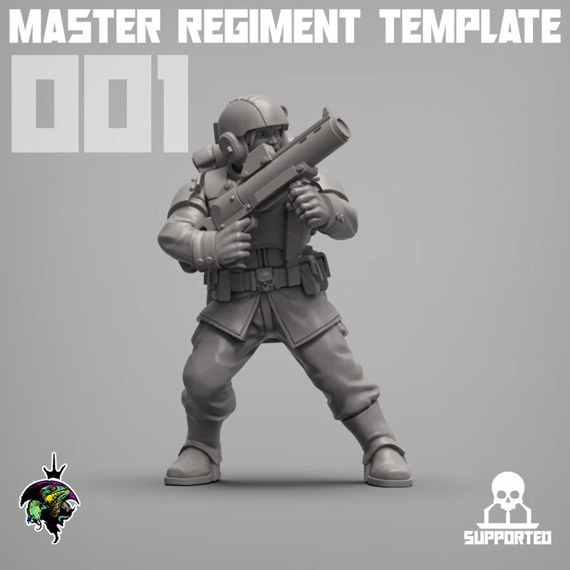 Master Regiment Template Base Set Miniatures by Reptilian Overlords,  Imperial guard infantry regiment