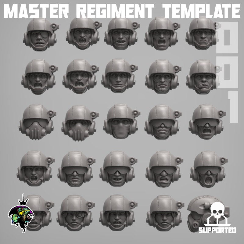 MODULAR Master Regiment Template, Modular Sci-Fi Wargames Space Guard Miniatures by Reptilian Overlords,  Imperial guard infantry regiment