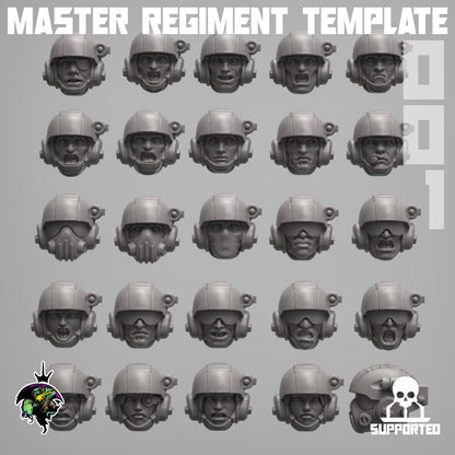 MODULAR Master Regiment Template, Modular Sci-Fi Wargames Space Guard Miniatures by Reptilian Overlords,  Imperial guard infantry regiment