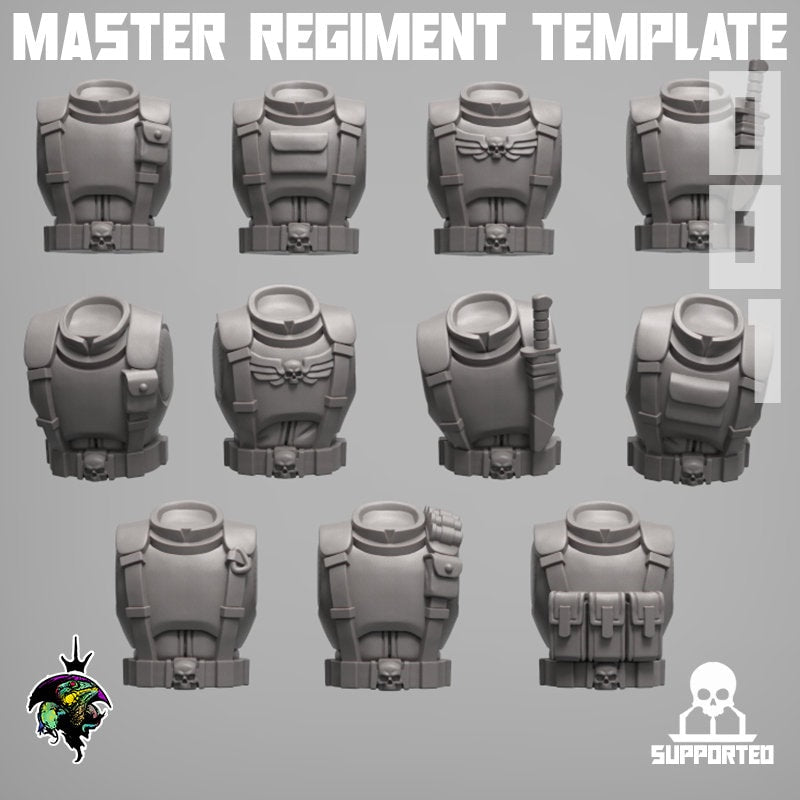 MODULAR Master Regiment Template, Modular Sci-Fi Wargames Space Guard Miniatures by Reptilian Overlords, Imperial guard infantry regiment