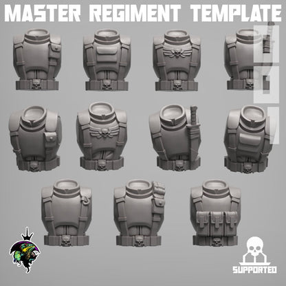 MODULAR Master Regiment Template, Modular Sci-Fi Wargames Space Guard Miniatures by Reptilian Overlords, Imperial guard infantry regiment