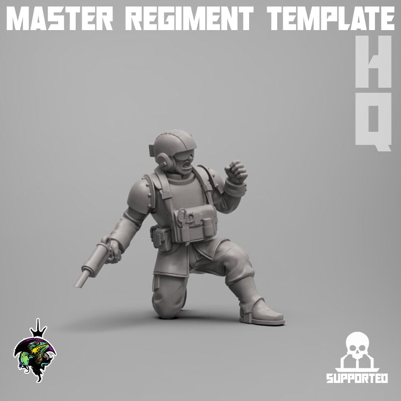 Modular Command Squad Master Regiment Template Base Set, Space Guardsmen Miniatures by Reptilian Overlords, Guard for Sci-Fi Wargames