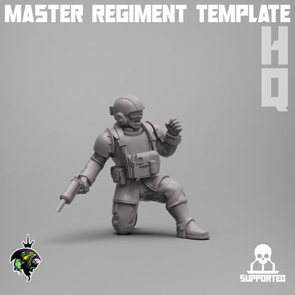 Modular Command Squad Master Regiment Template Base Set, Space Guardsmen Miniatures by Reptilian Overlords, Guard for Sci-Fi Wargames