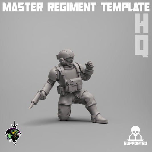 Modular Command Squad Master Regiment Template Base Set, Space Guardsmen Miniatures by Reptilian Overlords, Guard for Sci-Fi Wargames
