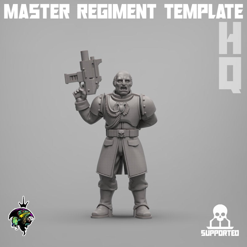 Modular Command Squad Master Regiment Template Base Set, Space Guardsmen Miniatures by Reptilian Overlords, Guard for Sci-Fi Wargames