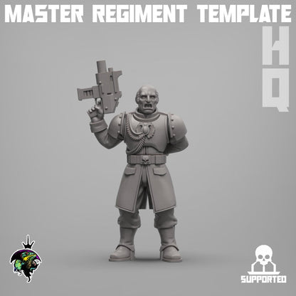 Modular Command Squad Master Regiment Template Base Set, Space Guardsmen Miniatures by Reptilian Overlords, Guard for Sci-Fi Wargames