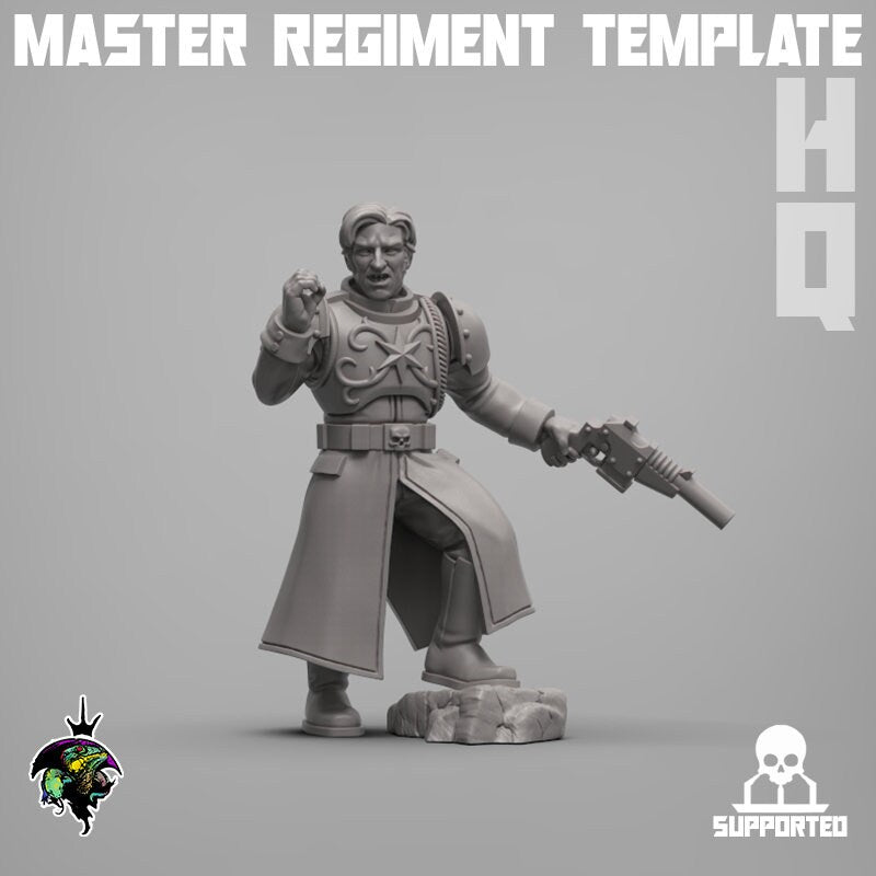Modular Command Squad Master Regiment Template Base Set, Space Guardsmen Miniatures by Reptilian Overlords, Guard for Sci-Fi Wargames