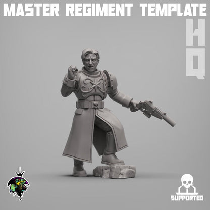 Modular Command Squad Master Regiment Template Base Set, Space Guardsmen Miniatures by Reptilian Overlords, Guard for Sci-Fi Wargames