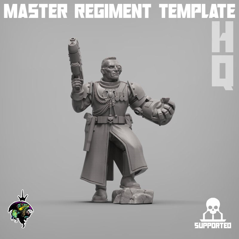 Modular Command Squad Master Regiment Template Base Set, Space Guardsmen Miniatures by Reptilian Overlords, Guard for Sci-Fi Wargames
