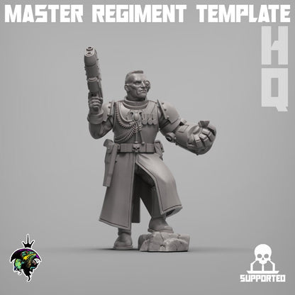 Modular Command Squad Master Regiment Template Base Set, Space Guardsmen Miniatures by Reptilian Overlords, Guard for Sci-Fi Wargames