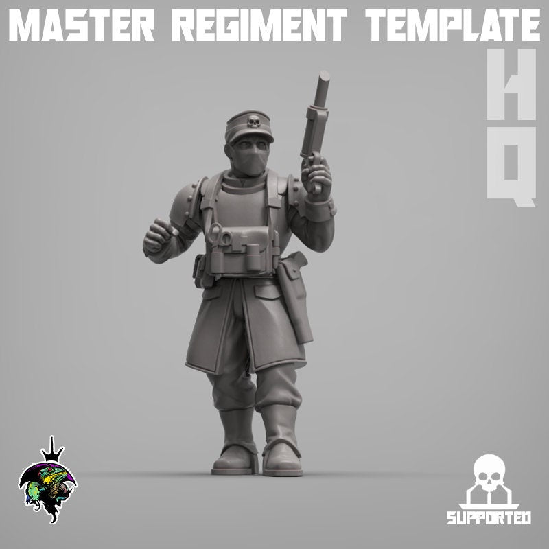 Modular Command Squad Master Regiment Template Base Set, Space Guardsmen Miniatures by Reptilian Overlords, Guard for Sci-Fi Wargames