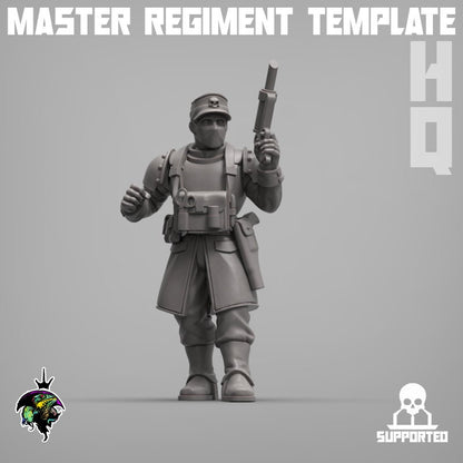 Modular Command Squad Master Regiment Template Base Set, Space Guardsmen Miniatures by Reptilian Overlords, Guard for Sci-Fi Wargames