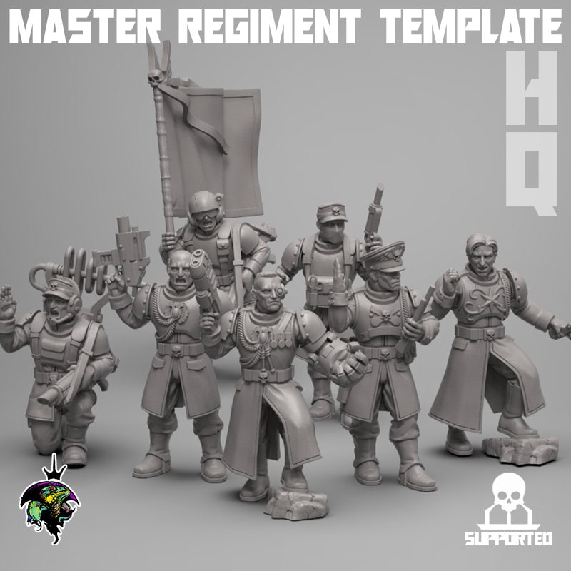 MODULAR Command Squad Master Regiment Template Modular Set, Sci-Fi Wargames Space Guard Miniatures by Reptilian Overlords