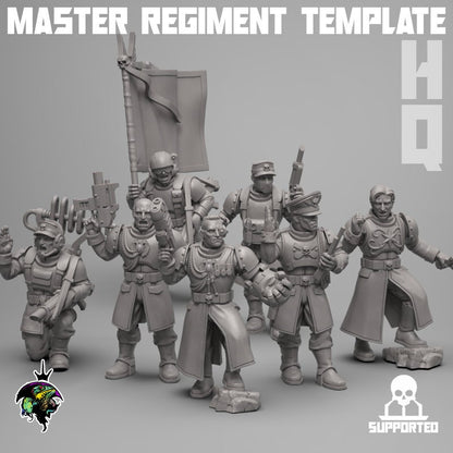 Modular Command Squad Master Regiment Template Base Set, Space Guardsmen Miniatures by Reptilian Overlords, Guard for Sci-Fi Wargames