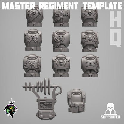 MODULAR Command Squad Master Regiment Template Modular Set, Sci-Fi Wargames Space Guard Miniatures by Reptilian Overlords