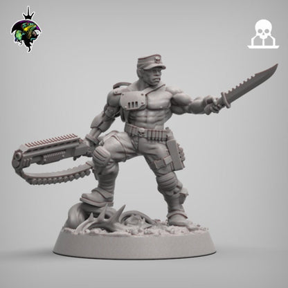 Col Apollo ‘Iron Man’ Proximal, Iron Hand Colonel Proxy, Sci-Fi Wargames Miniatures by Reptilian Overlords