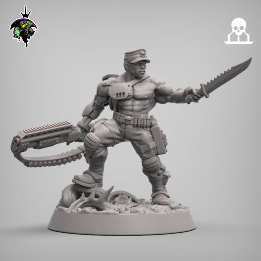 Col Apollo ‘Iron Man’ Proximal, Iron Hand Colonel Proxy, Sci-Fi Wargames Miniatures by Reptilian Overlords