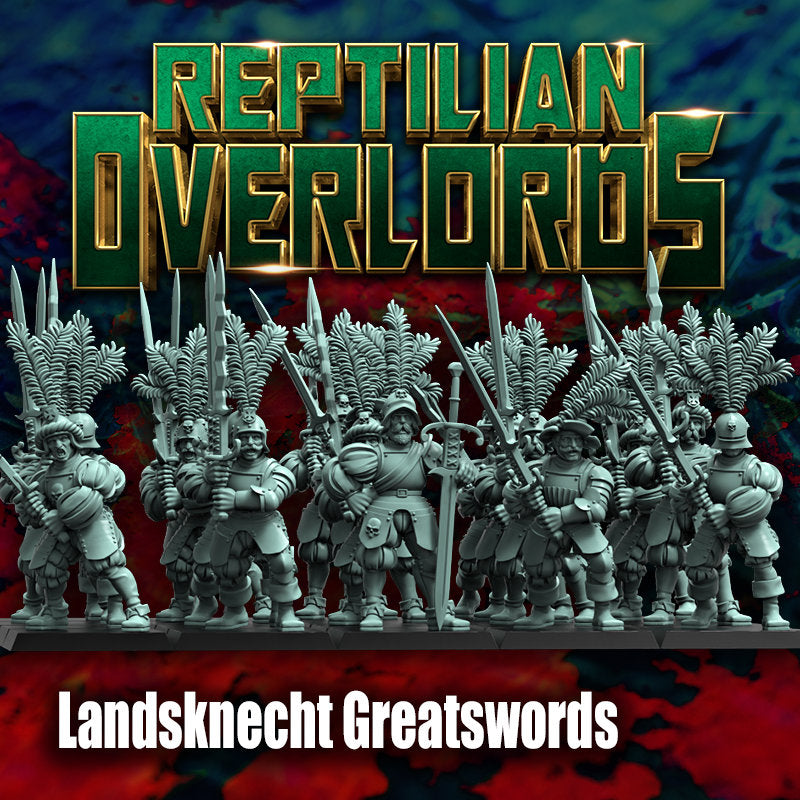 Imperial Landsknecht Greatswords Miniatures, Bits and Weapon Conversions by Reptilian Overlords, perfect for Fantasy Wargames