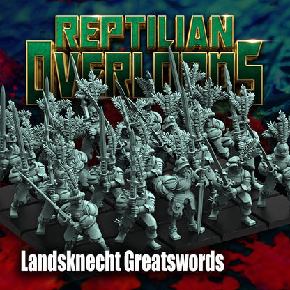 Imperial Landsknecht Greatswords Miniatures, Bits and Weapon Conversions by Reptilian Overlords, perfect for Fantasy Wargames