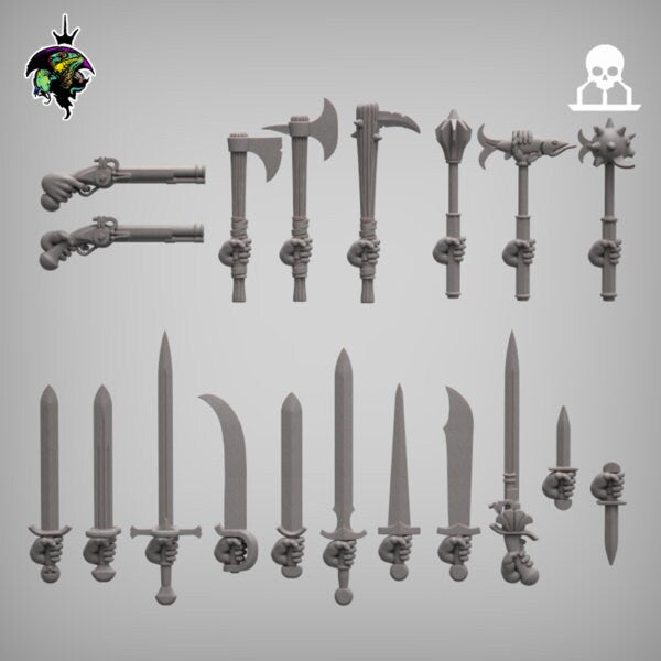 Modular Mercenary Bits, Weapon packs, Heads, Torsos and Legs. Fantasy Miniatures by Reptilian Overlords, perfect for Fantasy Wargames