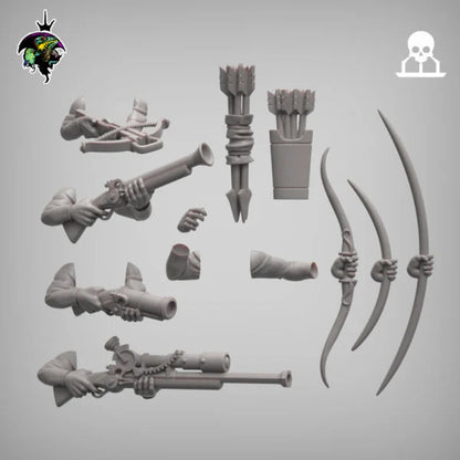 Modular Mercenary Bits, Weapon packs, Heads, Torsos and Legs. Fantasy Miniatures by Reptilian Overlords, Fantasy Wargames and Tabletop RPGs