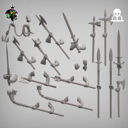 Modular Mercenary Bits, Weapon packs, Heads, Torsos and Legs. Fantasy Miniatures by Reptilian Overlords, Fantasy Wargames and Tabletop RPGs