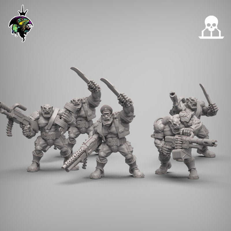 Space Ogres, Monstrous Sci-Fi Ogre Squad , Sci-Fi Wargames Miniatures by Reptilian Overlords