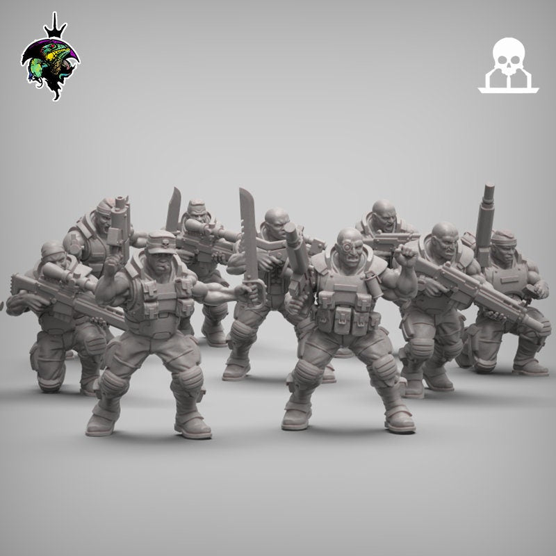 Spacenam 2.0, Sci-Fi Jungle fighter Miniatures by Reptilian Overlords, infantry regiment for Wargaming