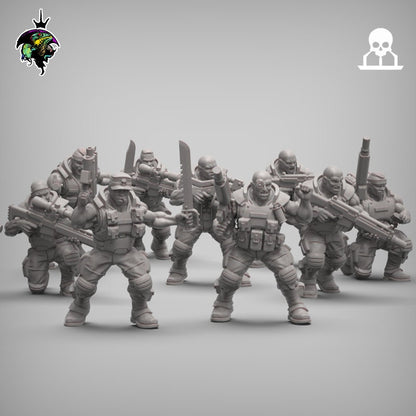 Spacenam 2.0, Sci-Fi Jungle fighter Miniatures by Reptilian Overlords, infantry regiment for Wargaming