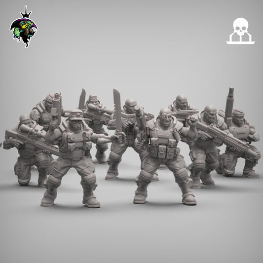 Spacenam 2.0, Sci-Fi Jungle fighter Miniatures by Reptilian Overlords, infantry regiment for Wargaming