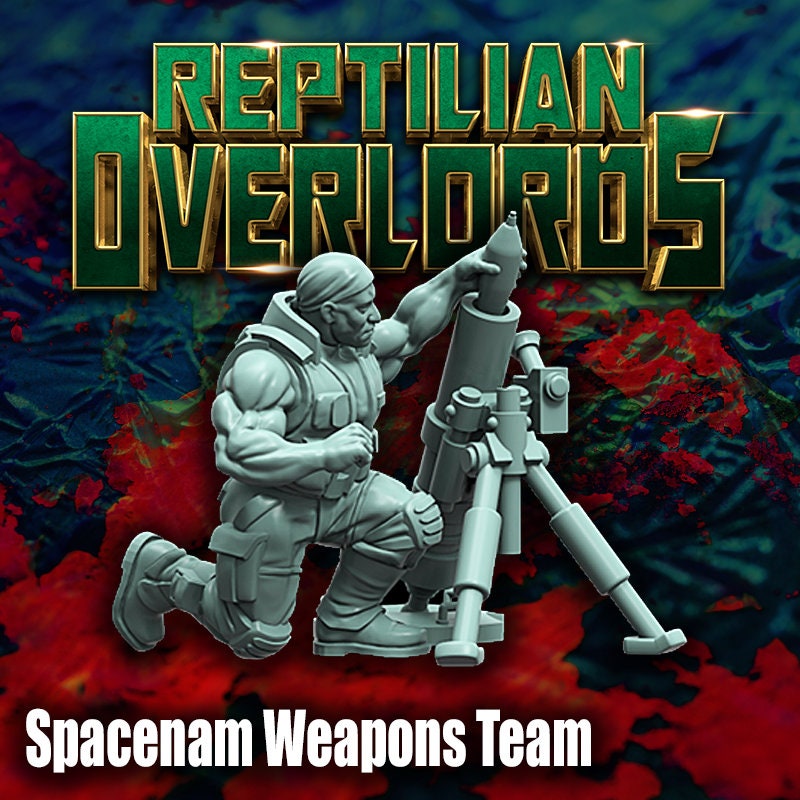 Spacenam Heavy Weapons Team, Sci-Fi Wargames Miniatures by Reptilian Overlords, Space Guard Heavy Weapons Squad