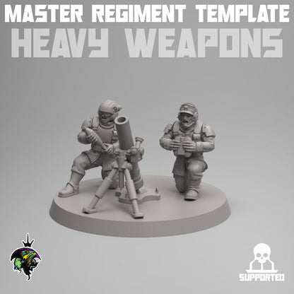 Master Regiment Template Heavy Weapons Team,  Jungle Fighter Miniatures by Reptilian Overlords
