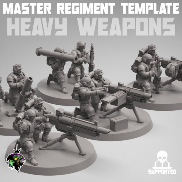 Master Regiment Template Heavy Weapons Team,  Jungle Fighter Miniatures by Reptilian Overlords